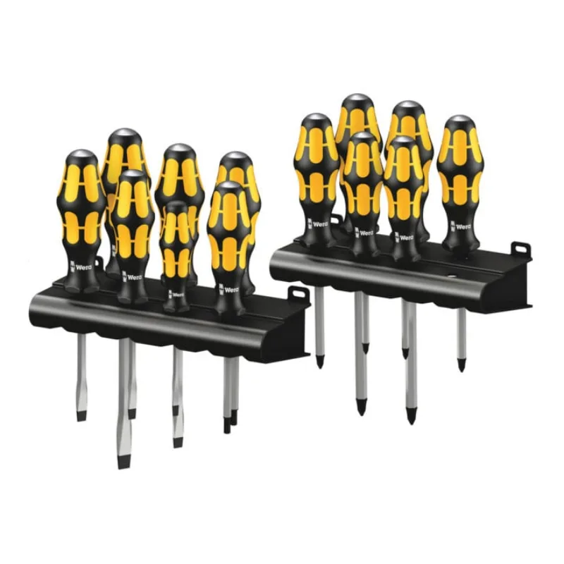 Wera Big Pack 900: 13 Schraubendreher mit gelb-schwarzen Kraftform-Griffen in zwei Racks