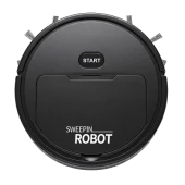 DustaPro robot vacuum, the vendor's own checkout product photo, a small round black robot vacuum with a single start button on top